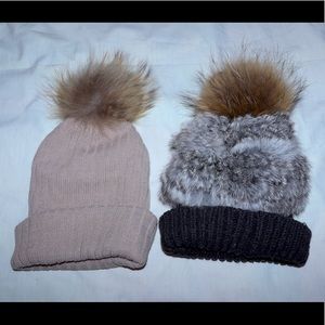 Knit PomPom hats lot of 2